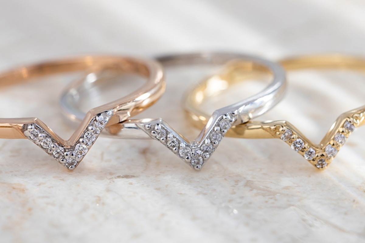 Women's gold rings with diamonds by Bonore