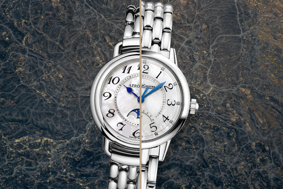 Women's watches Jaeger-LeCoultre Rendez-Vous Classic Night & Day Q3468110 and Aerowatch 1942 Moon Phase 43960-AA02-M