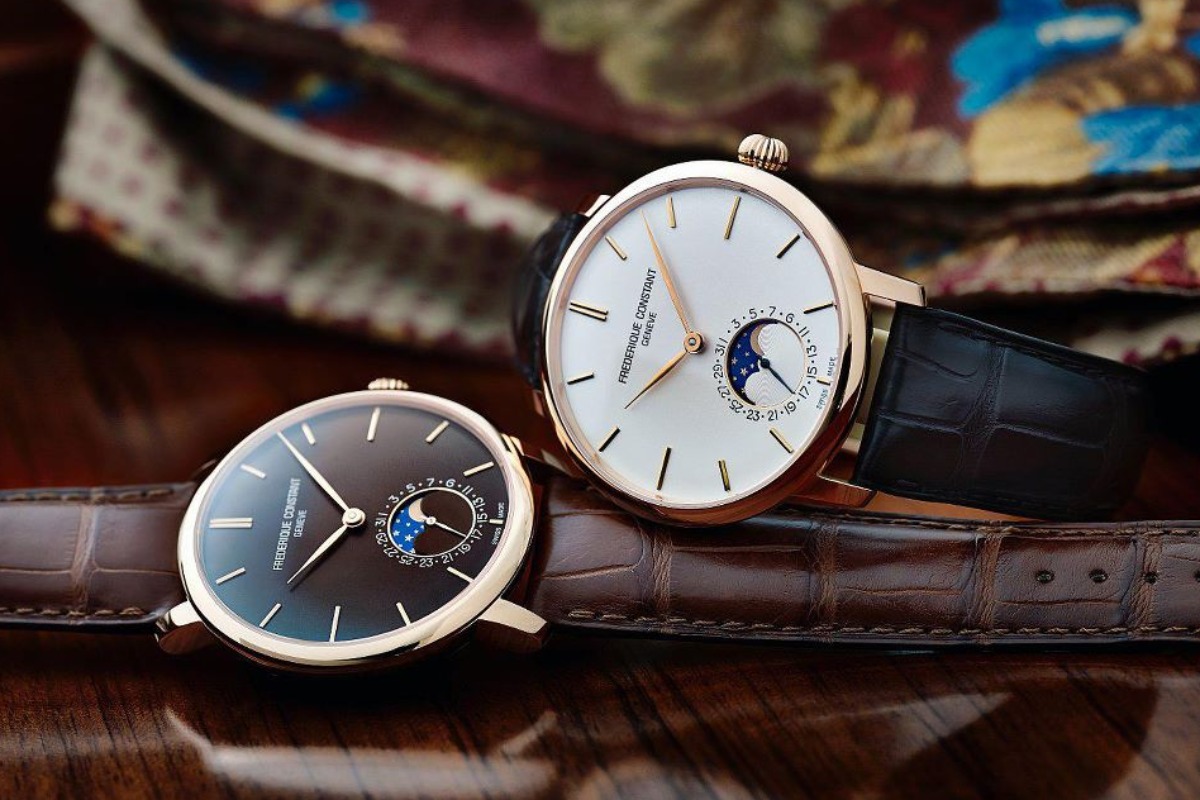 Men's Frederique Consatnt Slimline Moonphase Manufacture watches with Pointer Date watch