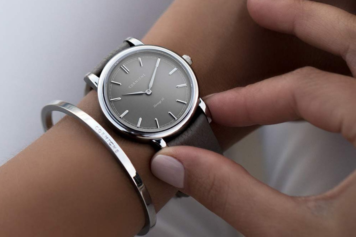 Polished Corniche Heritage 36 Women's watch on wrist
