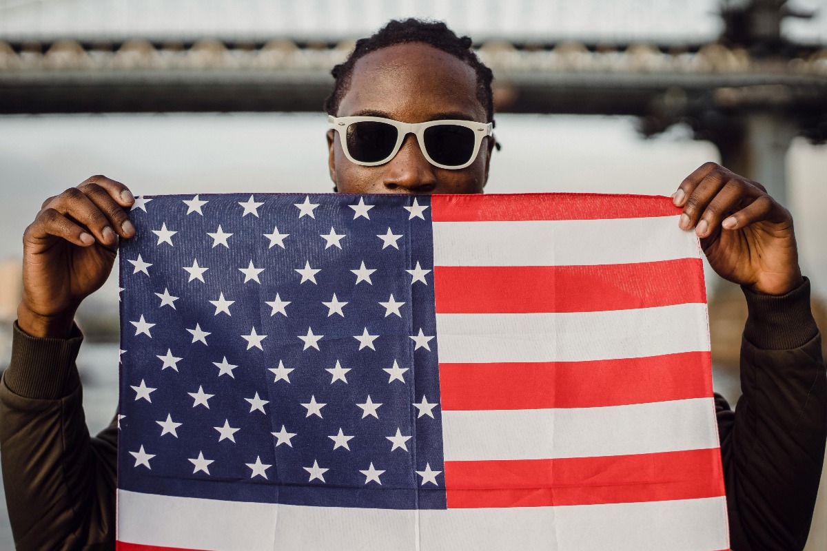 Man with US flag